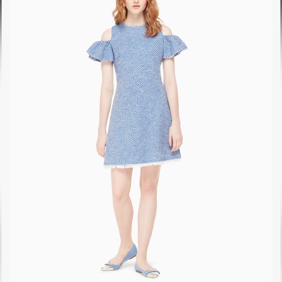 Kate Spade California Dreaming Cold Shoulder Tweed Dress - Picture 1 of 6